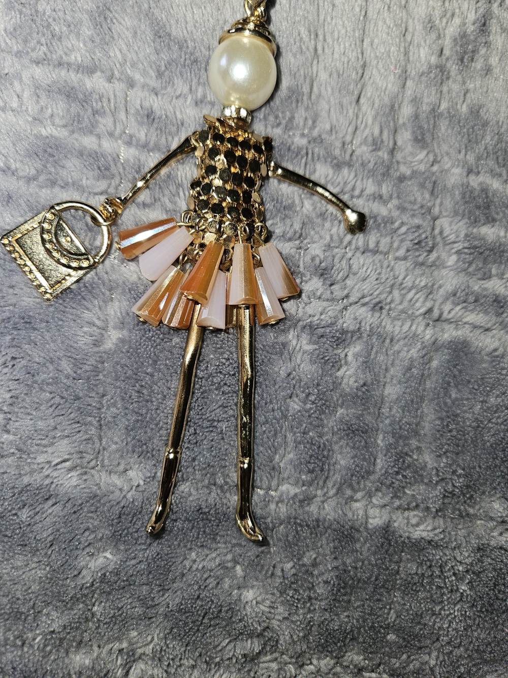C&C California Articulated Doll Girl Pendant Necklace Gold Tone EUC - Picture 2 of 4
